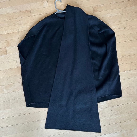 NWT COS black wool cape with scarf, 14,  GP1518 - Picture 3 of 6